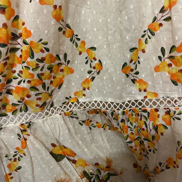 Farm Rio Cashew Ruffle Crossback Off White & Yellow Floral Maxi Dress - XS - Picture 13 of 13